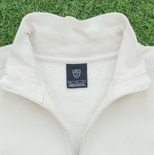 Load image into Gallery viewer, 1997 Nike Golf Small Spell Out Swoosh Embroidered Logo Piping Boxy Beige Quarter Zip Jumper - L

