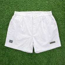 Load image into Gallery viewer, (1997) Adidas 3-Stripe Spell Out Embroidered Logo Pleated White Sport Shorts - L (34/36”)
