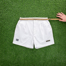 Load image into Gallery viewer, (1997) Adidas 3-Stripe Spell Out Embroidered Logo Pleated White Sport Shorts - L (34/36”)
