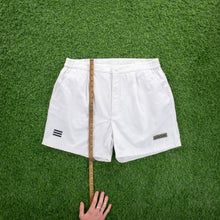 Load image into Gallery viewer, (1997) Adidas 3-Stripe Spell Out Embroidered Logo Pleated White Sport Shorts - L (34/36”)
