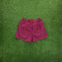 Load image into Gallery viewer, (1995) Women’s Nike Small Swoosh Embroidered Pleated Maroon Red Sports Shorts - M (10-12)
