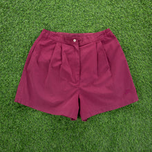 Load image into Gallery viewer, (1995) Women’s Nike Small Swoosh Embroidered Pleated Maroon Red Sports Shorts - M (10-12)
