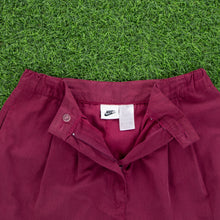 Load image into Gallery viewer, (1995) Women’s Nike Small Swoosh Embroidered Pleated Maroon Red Sports Shorts - M (10-12)
