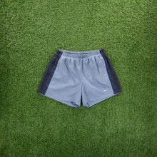 Load image into Gallery viewer, Nike Small Swoosh Embroidered Mesh Stripe Light Blue Sports Shorts - M (28-32”)
