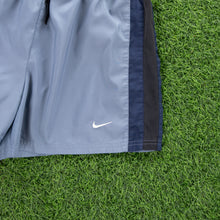 Load image into Gallery viewer, Nike Small Swoosh Embroidered Mesh Stripe Light Blue Sports Shorts - M (28-32”)
