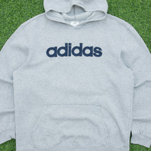 Load image into Gallery viewer, 2008 Adidas Spell Out Embroidered Logo Pullover Grey Hoodie - M/L
