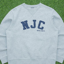 Load image into Gallery viewer, Nautica Jeans Co NJC Spell Out Embroidered Crewneck Grey Navy Sweatshirt - M

