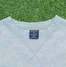 Load image into Gallery viewer, Nautica Jeans Co NJC Spell Out Embroidered Crewneck Grey Navy Sweatshirt - M
