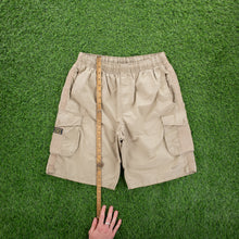 Load image into Gallery viewer, (2007) Nike Randall’s Island Downing Stadium Small Swoosh Embroidered Cream Cargo Shorts - L (32-36”)
