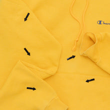 Load image into Gallery viewer, Champion Small Spell Out Graphic Embroidered Logo Drawstring Boxy Pullover Yellow Hoodie - L
