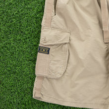 Load image into Gallery viewer, (2007) Nike Randall’s Island Downing Stadium Small Swoosh Embroidered Cream Cargo Shorts - L (32-36”)
