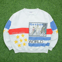 Load image into Gallery viewer, Reebok Sport Special Edition World Record Spell Out Graphic Star Stripe Boxy Crewneck White Sweatshirt - L/XL
