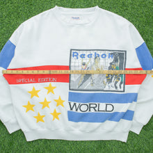 Load image into Gallery viewer, Reebok Sport Special Edition World Record Spell Out Graphic Star Stripe Boxy Crewneck White Sweatshirt - L/XL
