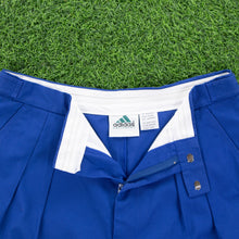 Load image into Gallery viewer, (1990) Adidas Equipment Embroidered Logo Pleated Blue Chino Shorts - L/XL (34-38”)
