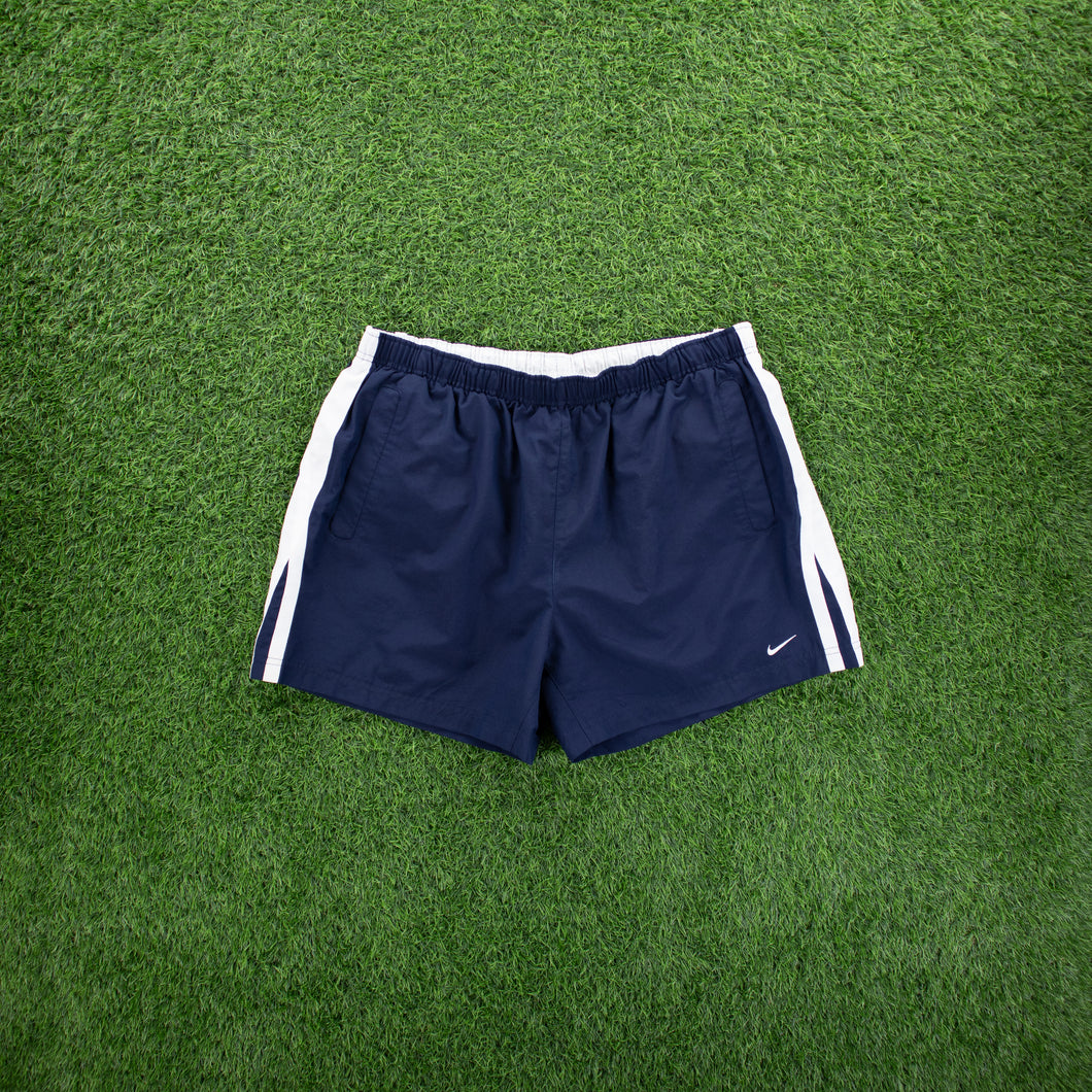 (2005) Nike Small Swoosh Embroidered Taping Navy Sports Shorts - XL/XXL (36-40”)