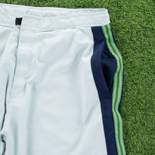Load image into Gallery viewer, (2001) Nike Small Swoosh Embroidered Stripe Taping Velcro Light Blue Sports Shorts - L (32/34”)
