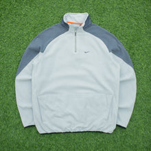 Load image into Gallery viewer, 2004 Nike Small Swoosh Embroidered Reflective Neck Pocket Quarter Zip Grey Fleece - L
