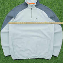 Load image into Gallery viewer, 2004 Nike Small Swoosh Embroidered Reflective Neck Pocket Quarter Zip Grey Fleece - L

