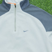 Load image into Gallery viewer, 2004 Nike Small Swoosh Embroidered Reflective Neck Pocket Quarter Zip Grey Fleece - L
