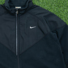 Load image into Gallery viewer, 2007 Nike Fit Small Swoosh Embroidered Nylon Panel Full Zip Black Fleece - L

