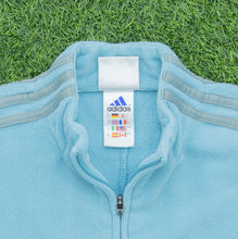 Load image into Gallery viewer, Women’s 2001 Adidas 3-Stripe Embroidered Logo Full Zip Light Blue Fleece - M (10-12)

