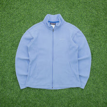 Load image into Gallery viewer, Women’s 1995 Patagonia Synchilla Embroidered Spell Out Logo Full Zip Light Blue Fleece - M (10-12)
