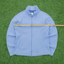 Load image into Gallery viewer, Women’s 1995 Patagonia Synchilla Embroidered Spell Out Logo Full Zip Light Blue Fleece - M (10-12)

