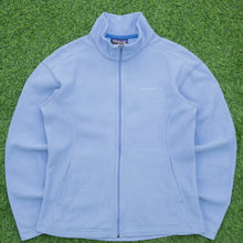 Load image into Gallery viewer, Women’s 1995 Patagonia Synchilla Embroidered Spell Out Logo Full Zip Light Blue Fleece - M (10-12)
