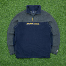 Load image into Gallery viewer, Nautica Jeans Co Spell Out Embroidered Two Tone 1/4 Quarter Zip Navy Grey Fleece - M/L
