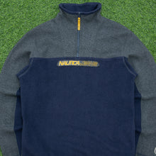 Load image into Gallery viewer, Nautica Jeans Co Spell Out Embroidered Two Tone 1/4 Quarter Zip Navy Grey Fleece - M/L
