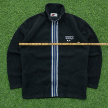 Load image into Gallery viewer, Nike Small Spell Out Swoosh Embroidered Logo Ribbed Stripe Taping Full Zip Black Fleece - M
