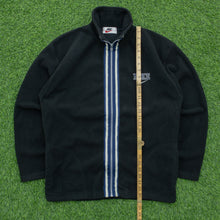 Load image into Gallery viewer, Nike Small Spell Out Swoosh Embroidered Logo Ribbed Stripe Taping Full Zip Black Fleece - M
