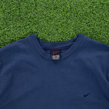 Load image into Gallery viewer, (2000) Nike Small Swoosh Embroidered Navy T-Shirt - L
