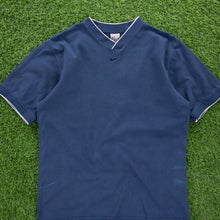 Load image into Gallery viewer, (2001) Nike Small Centre Swoosh Embroidered Navy V-Neck T-Shirt - L
