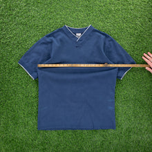 Load image into Gallery viewer, (2001) Nike Small Centre Swoosh Embroidered Navy V-Neck T-Shirt - L
