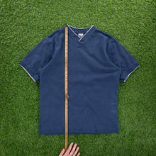 Load image into Gallery viewer, (2001) Nike Small Centre Swoosh Embroidered Navy V-Neck T-Shirt - L
