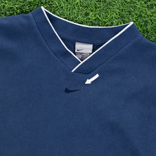 Load image into Gallery viewer, (2001) Nike Small Centre Swoosh Embroidered Navy V-Neck T-Shirt - L
