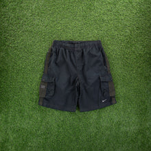 Load image into Gallery viewer, (2006) Nike Randall’s Island Downing Stadium Small Swoosh Embroidered Dark Green Brown Cargo Shorts - L (32-36”)
