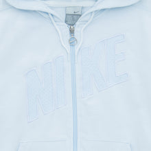 Load image into Gallery viewer, Women’s 2004 Nike Spell Out Small Swoosh Embroidered Mesh Logo Zip Up Light Blue Hoodie - M (10-12)
