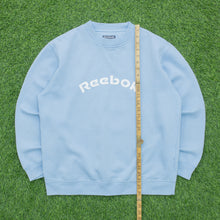 Load image into Gallery viewer, Women’s Reebok Spell Out Embroidered Logo Pullover Crewneck Light Blue Sweatshirt - L/XL (16-18)
