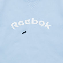 Load image into Gallery viewer, Women’s Reebok Spell Out Embroidered Logo Pullover Crewneck Light Blue Sweatshirt - L/XL (16-18)
