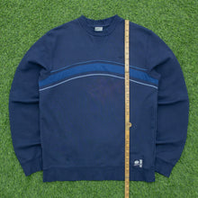 Load image into Gallery viewer, Nike Athletic 71 Small Swoosh USA Spell Out Embroidered Stripe Piping Boxy Crewneck Navy Sweatshirt - M
