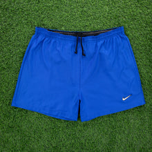 Load image into Gallery viewer, (2001) Nike Team Small Swoosh Embroidered Blue Sports Shorts - XL (34-38”)
