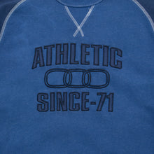 Load image into Gallery viewer, 2004 Nike Athletic 71 Spell Out Embroidered Small Swoosh Contrast Stitch Raglan Crewneck Navy Sweatshirt - M
