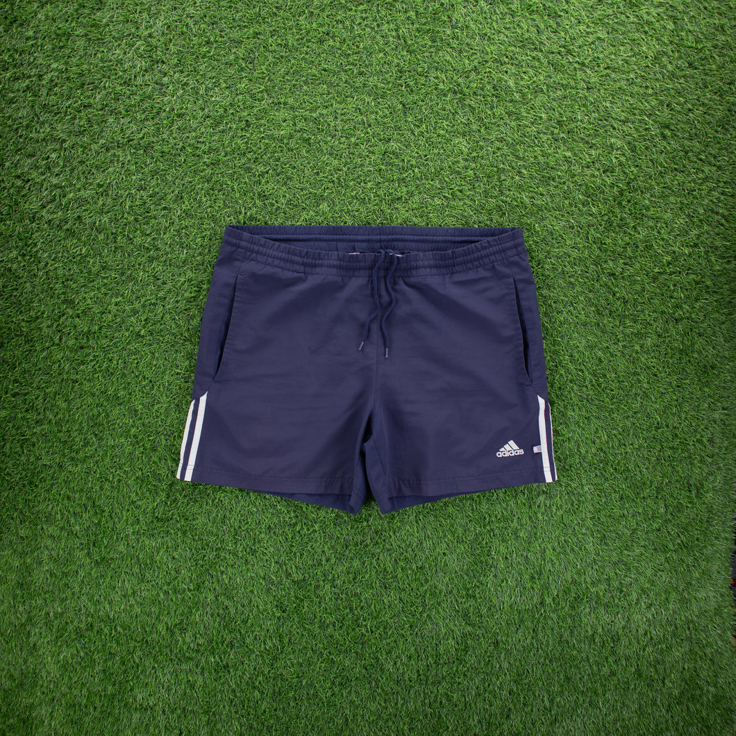 (2001) Adidas 3-Stripe Embroidered Pocket Navy Sports Shorts - M (32/34”)