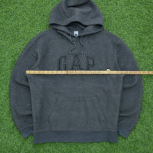 Load image into Gallery viewer, 2005 GAP Spell Out Stitch Embroidered Hooded Dark Grey Fleece - M

