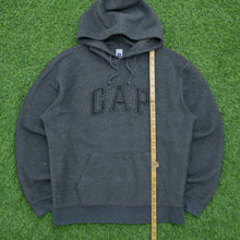 Load image into Gallery viewer, 2005 GAP Spell Out Stitch Embroidered Hooded Dark Grey Fleece - M
