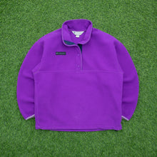 Load image into Gallery viewer, Women’s Columbia USA Pullover 1/4 Quarter Popper Button Up Purple Fleece - M (10-12)
