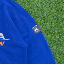 Load image into Gallery viewer, 1999 Nautica Competition USA Spell Out Embroidered Pullover 1/4 Quarter Zip Oversized NauTech Blue Orange Fleece - M/L
