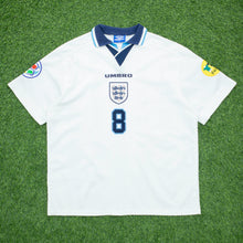 Load image into Gallery viewer, 1995 1997 England Gascoigne 8 Home Football Shirt Size XL Euro 1996 Genuine Original
